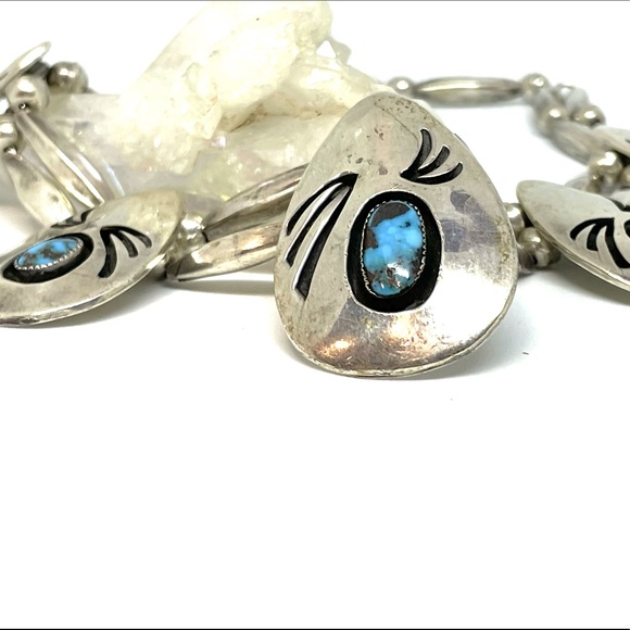 Vintage Navajo Sterling Silver Turquoise Beaded Necklace One of a Kind - Picture 7 of 8